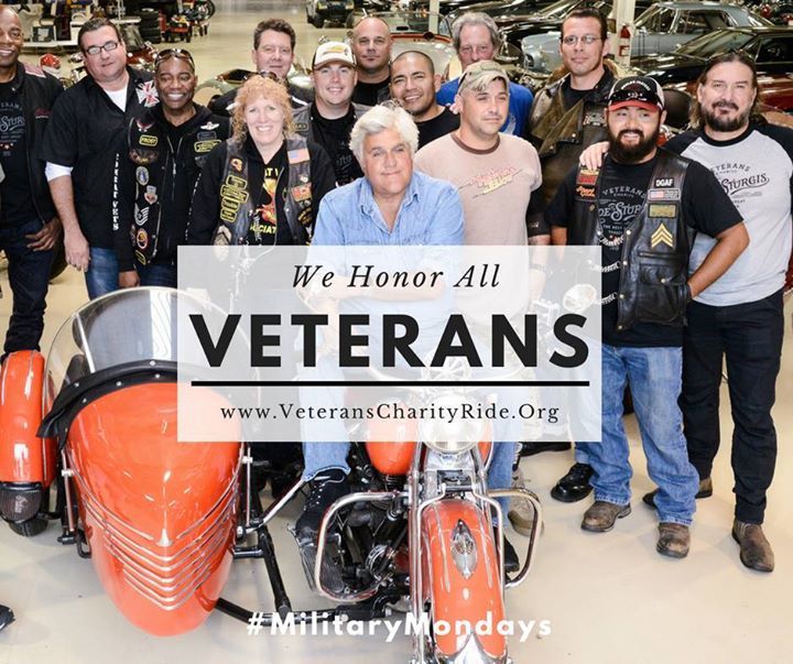 VeteransRide's tweet photo. Jay Leno supports our veterans. Do you? #VeteransRide #MilitaryMondays #motorcycles https://t.co/39PsQhsiVt #VeteransRide #Motorcycle #ind… https://t.co/fA3ZItbuZv
