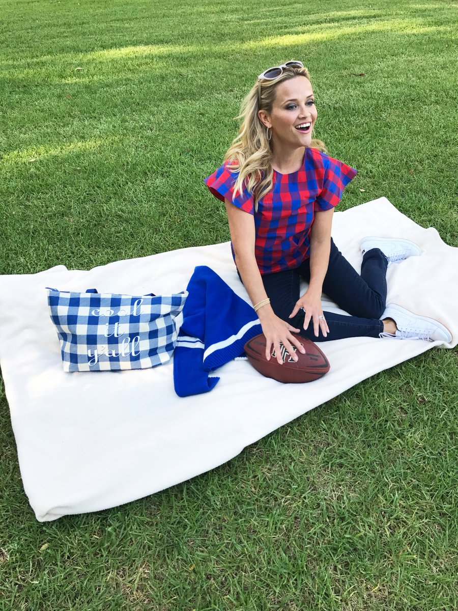 draperjames's tweet photo. Y'all know @RWitherspoon is ready for tailgate season 💙🏈 #GOYALL

Shop the entire Spirit Collection here: https://t.co/vzloefdPuX https://t.co/aBTSCPcwKQ