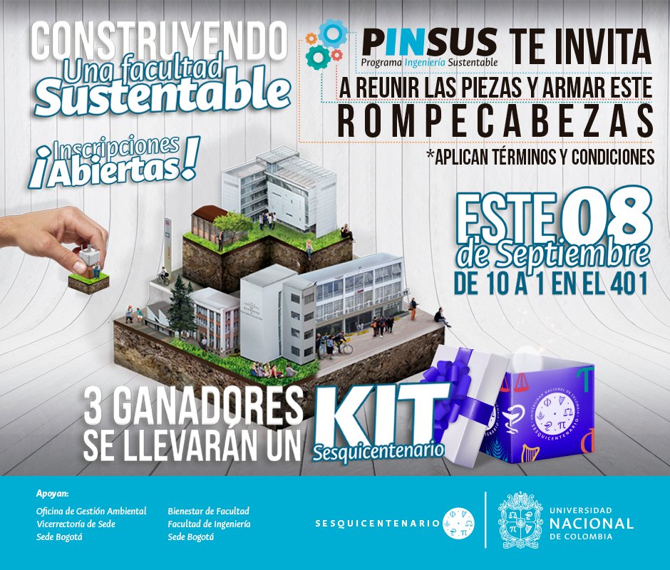 PinsusFIUN's tweet photo. Espera una gran actividad con #PINSUS desde este 8 de septiembre en junto a @UNColombia @un_bogota @IngenieriaUNBog https://t.co/0jJ8aUTApn