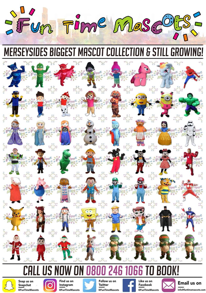 Having a party soon? why not make the occasion extra special and book a character appearance? with over 50 to choose from!!