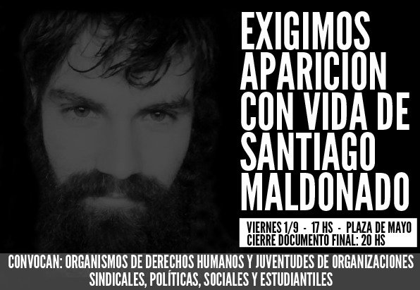estecambiono's tweet photo. Este viernes en plaza de Mayo a las 17 hs todos juntos para preguntar @PatoBullrich  #DondeEstaSantiagoMaldonado?? https://t.co/GCYwU7eJfG