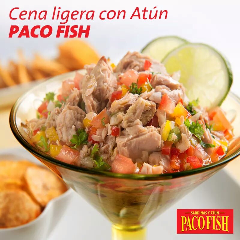 PacoFishRD's tweet photo. Cenar ligero y saludable, no tiene que ser insípido, prepara este Ceviche con Atún #PACOFISH y coméntanos. #Ceviche #AtunPACOFISH https://t.co/xhtBamKAuS