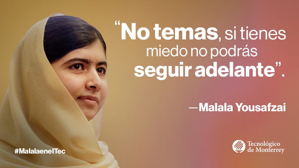 sissicancino's tweet photo. "Mi meta no era el Nobel, mi meta es La Paz y ver por la educación de todos los niños". #MalalaEnElTec @Malala @TecdeMonterrey https://t.co/v4W32PuQ6n