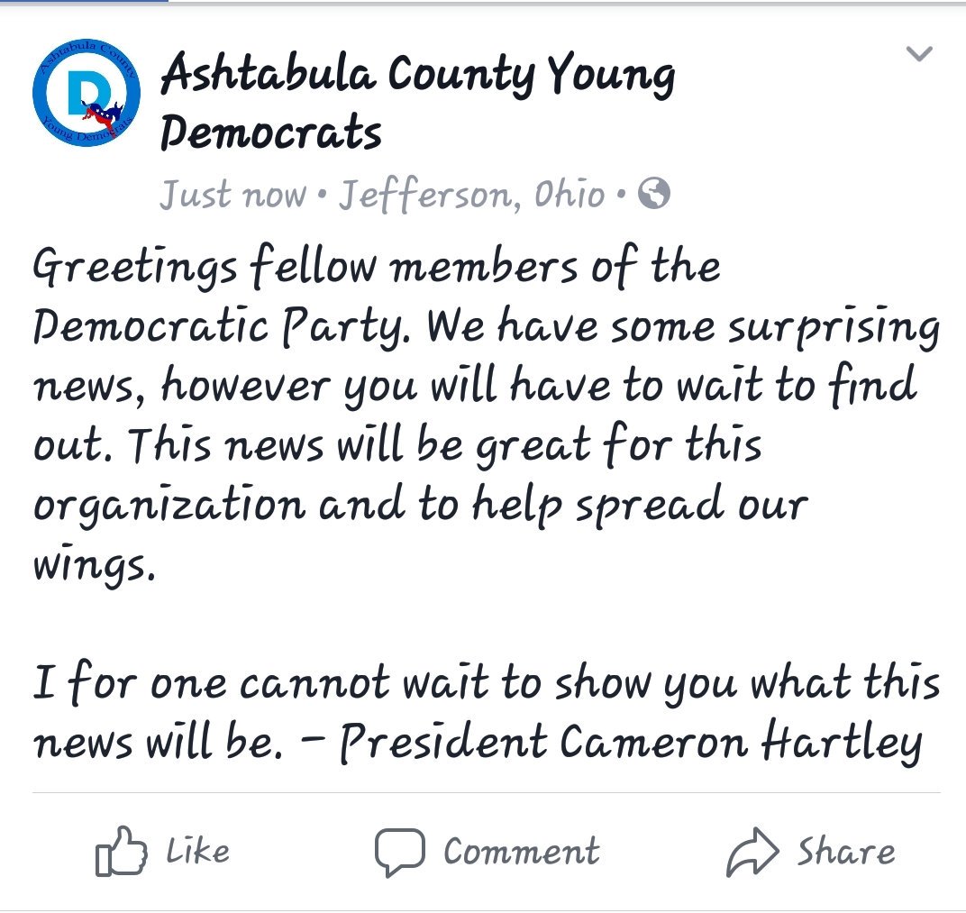 AshtabulaYDs's tweet photo. Great news is on the horizon.

@elikalil_ @OHDems @ashtabuladems @OhioYD https://t.co/MvMjr3BYVE