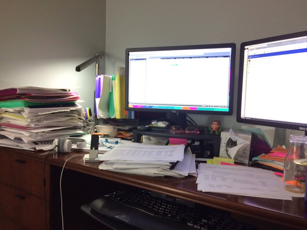 LegalBakery's tweet image. Ugh ... my desk. Literally a foot deep in paper. #BestMessMonday