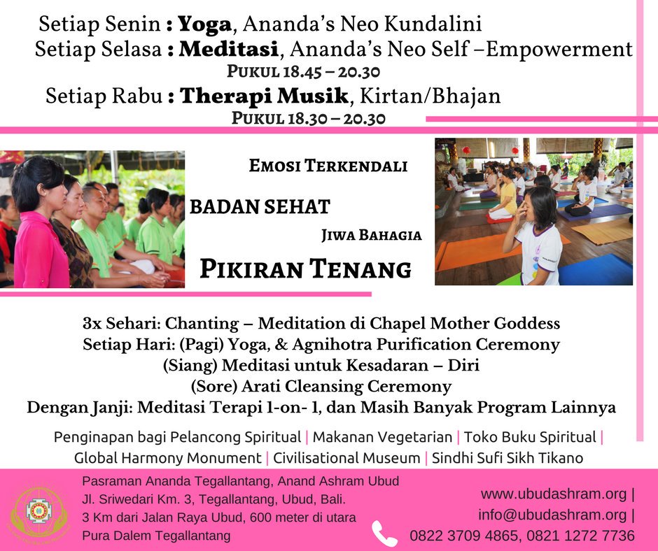 Raysuvana's tweet photo. #badansehat #pikiran #tenang dng #meditasi @AnandAshramUbud
#bloggerkesehatan https://t.co/T1Sv4XI9jT