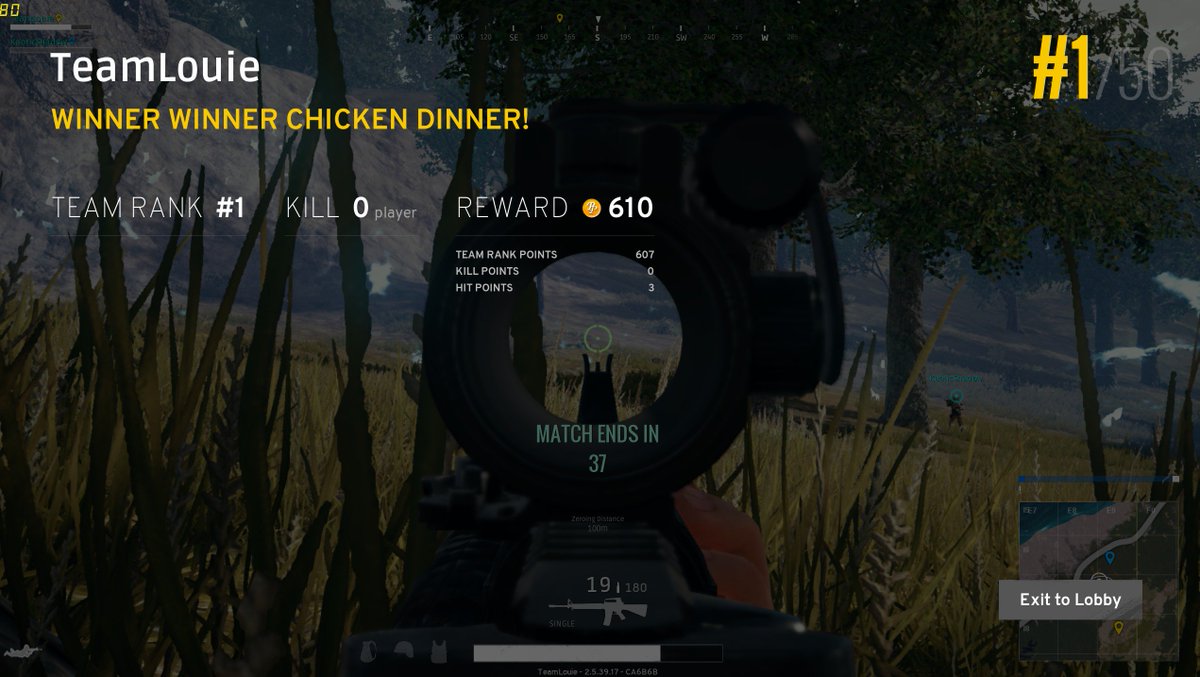 TeamLouie's tweet photo. Of course I get a Chicken Dinner off stream. Thanks to @Kaotic_Shadow and #BoatStrats https://t.co/O0PTaWrYtR