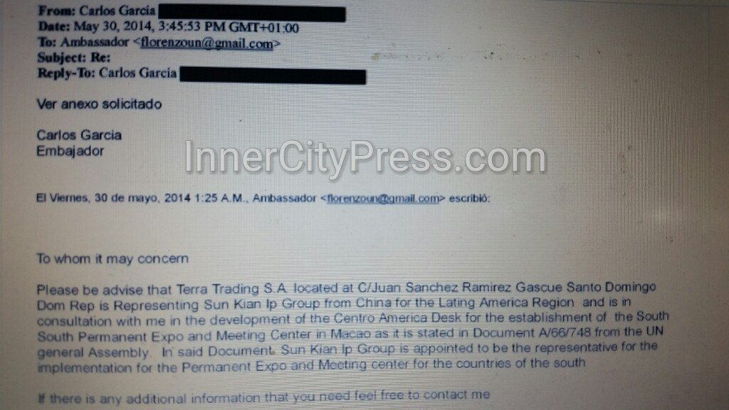 innercitypress's tweet photo. NEW LOW: As UN Sold to Ng Lap Seng, UNCA Promoted #WOGC, This Video With Garcia Present, UN Silent https://t.co/C2cRMnPZDx https://t.co/Z3tHbYERWT
