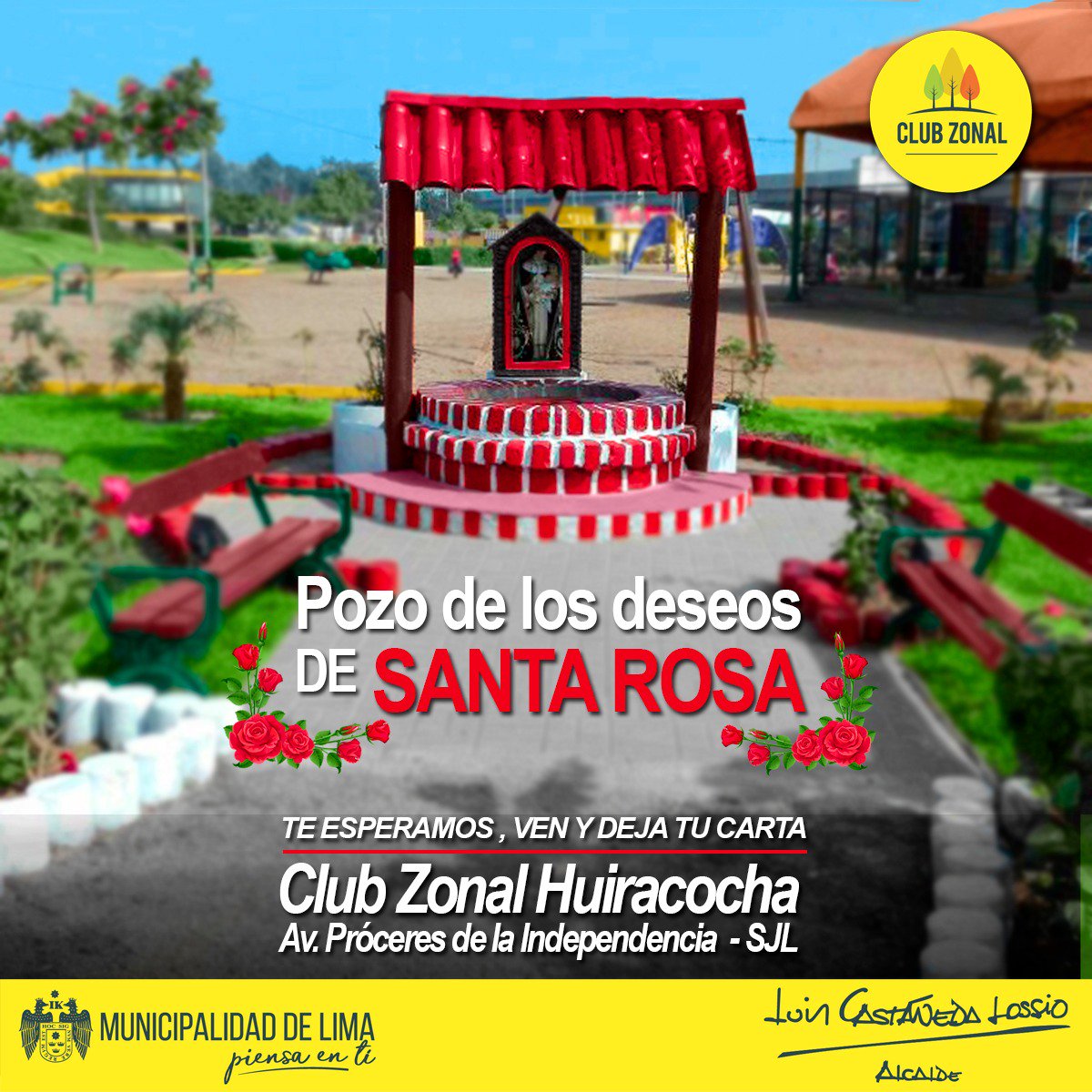 limaserpar's tweet photo. ¡Deja tu carta en el pozo de #SantaRosaDeLima 🌹 del #ClubZonal Huiracocha! 
¡Los esperamos este 30 de agosto! 🤗 https://t.co/1dgwZ4WzJr