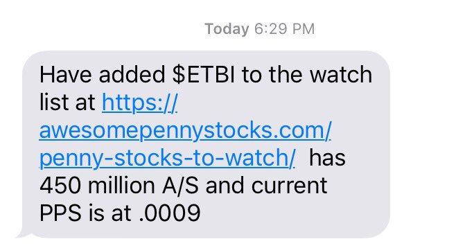 ChiStocks's tweet image. $ETBI #messagealert @ 9' 
👀🔭