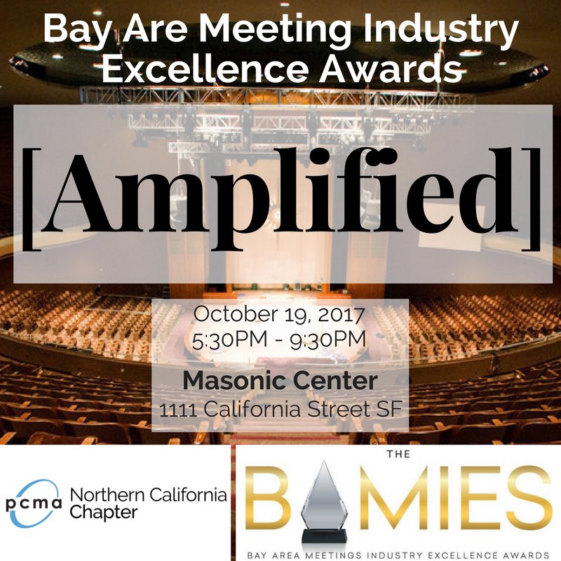 PCMANCC's tweet photo. This Oct is BAMIE Awards AMPLIFIED! You're not gonna wanna miss this! #MeetingProfs #EventProfs #Networking #SanFrancisco #BayArea https://t.co/7i48l8MYBH