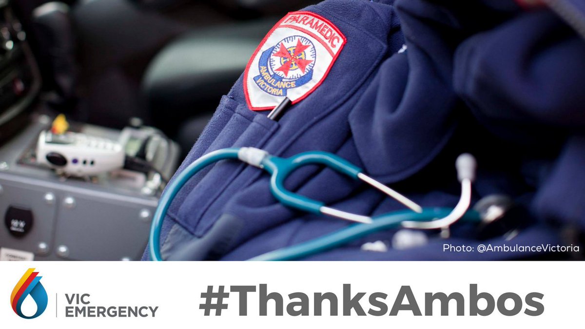vicemergency's tweet photo. It's Thank a Paramedic Day! Big thanks to @AmbulanceVic paramedics, support staff &amp; volunteers for their dedication &amp; hard work #ThanksAmbos https://t.co/DvGPeY1Pru