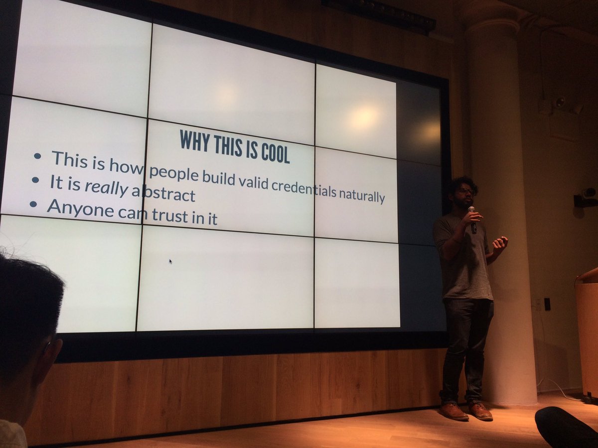 aventureralicia's tweet photo. .@jrdprr of @ConsenSys is working to create a universal ecosystem for credentials backed by #blockchain. #education #blockchain4socialgood https://t.co/ntEA6x8Qkj