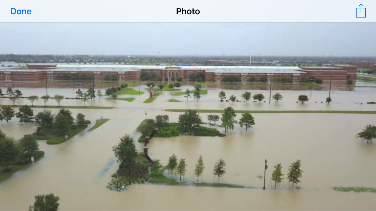 MarkHenry717's tweet photo. One example of the devastation caused by Harvey. CyRanch HS surrounded by water! https://t.co/G5HmpkD5O5