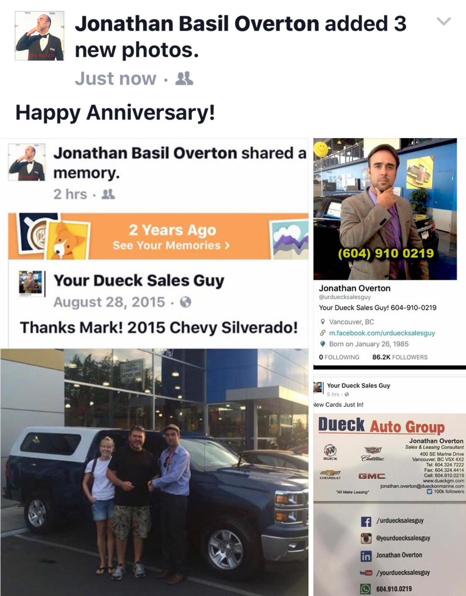 urduecksalesguy's tweet photo. #DueckThrowBackPost! #Happy #Anniversary! #TeamDueck #Just_Du_eck #Got_Dueck @Dueckgm @Chevrolet @Cadillac @Buick @ThisIsGMC @GMcanada #4col https://t.co/rm159VEeBE