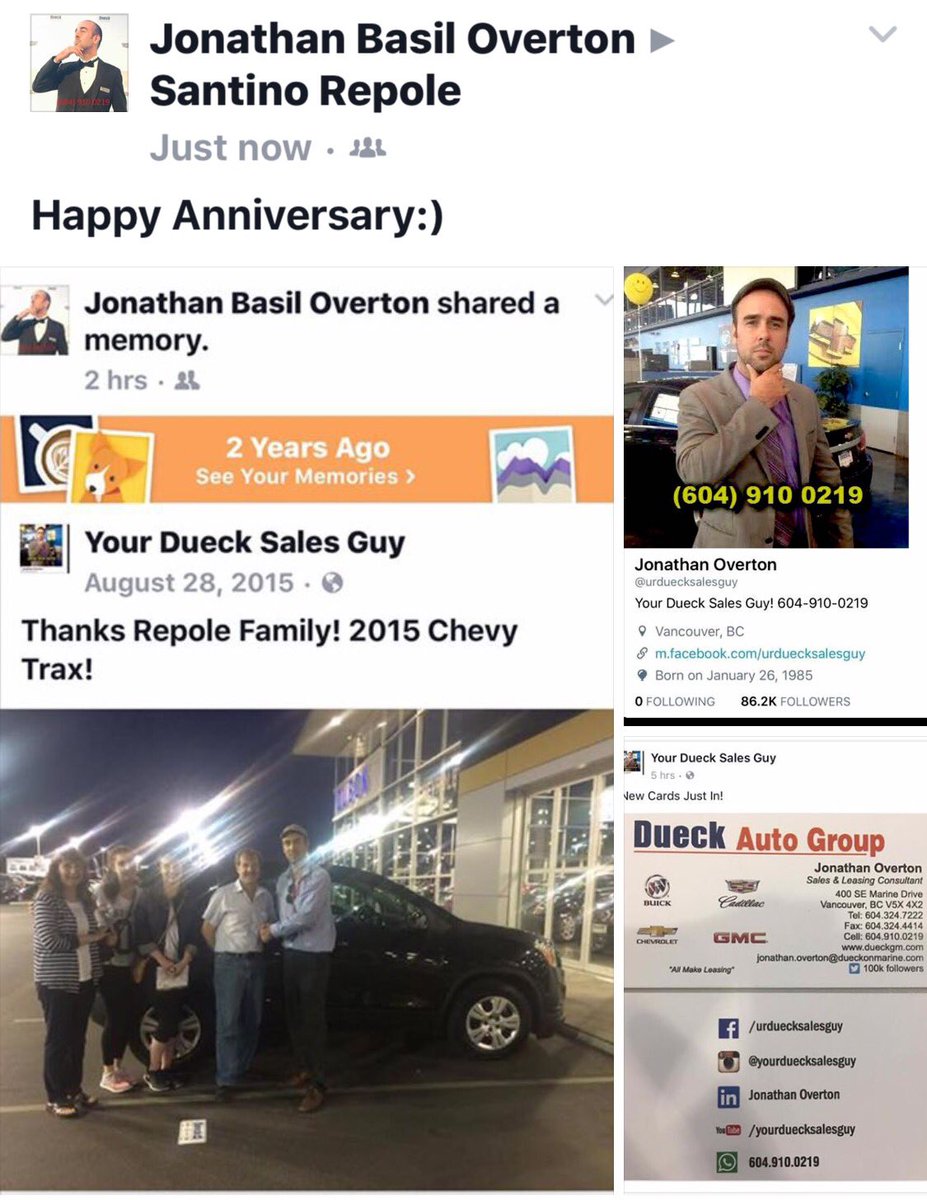 urduecksalesguy's tweet photo. #DueckThrowBackPost! #Happy #Anniversary! #TeamDueck #Just_Du_eck #Got_Dueck @Dueckgm @Chevrolet @Cadillac @Buick @ThisIsGMC @GMcanada #4col https://t.co/lPETFn3lK8