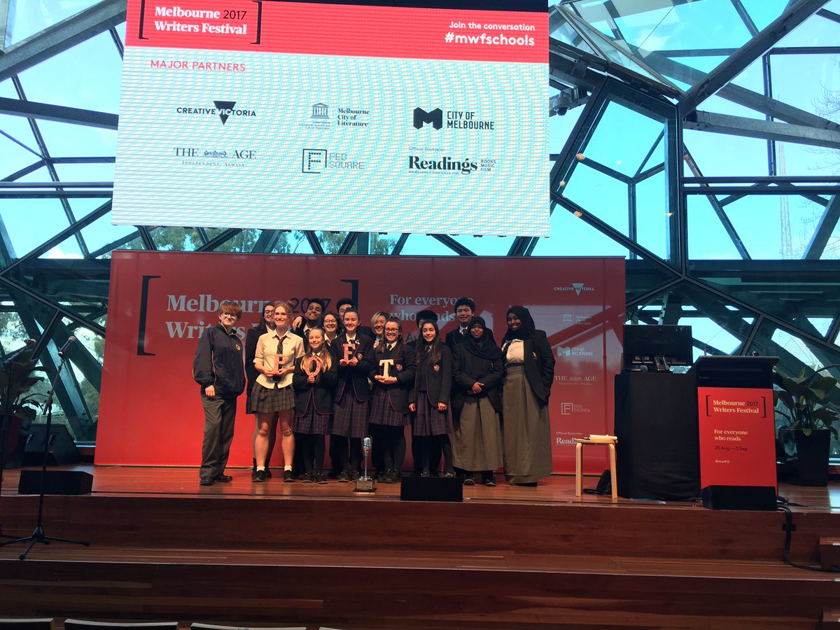 gilesywagon's tweet photo. Wow. So much poetry slam talent across all schools competing and congrats to John Monash Science School. Worthy winners. #mwf17 #outloud17 https://t.co/rizkjvVp0u