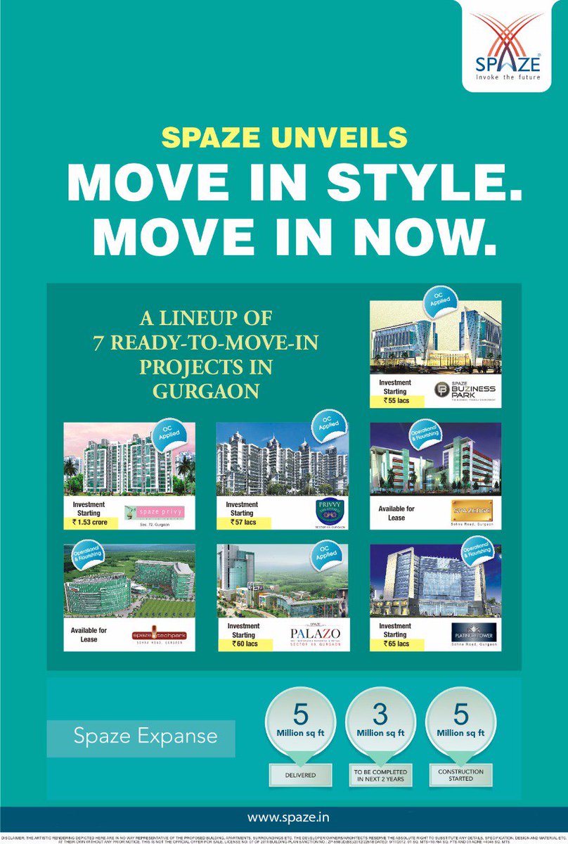 spazesocial's tweet photo. A lineup of 7 ready-to-move-in Projects in Gurgaon 
#investment #spazegroup #spazebusinesspark #spazeprivy #spazeitechpark #spazeplazo https://t.co/klnFXrDBMr