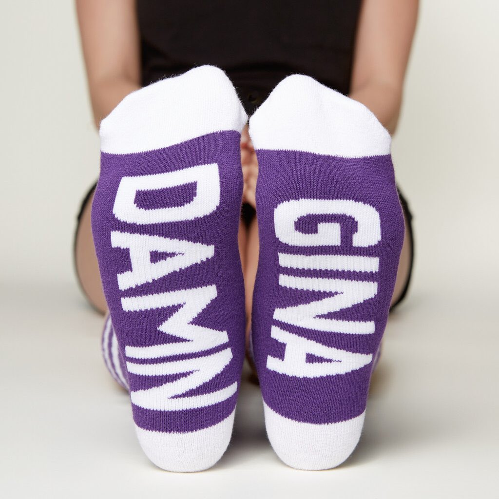 Damn Gina socks are back in stock at ShopArthurGeorge.com 💜💜 <a href="/arthurgeorge/">ARTHUR GEORGE</a>