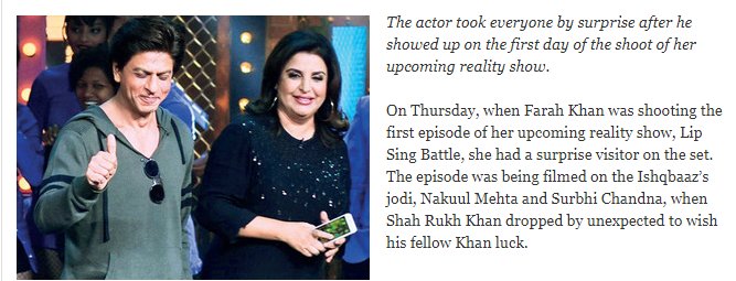 LipSingBattle's tweet photo. Shah Rukh Khan surprises Farah Khan on the first day of Lip Sing Battle shoot.
#LipSingBattle https://t.co/kD3isUNCeC