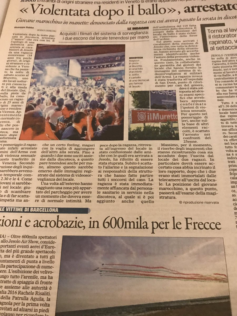 BroggiGio's tweet photo. #marocchino violenta ragazza in discoteca #Jesolo Quanta bella gente abbiamo fatto entrare,complimenti @emato64 @DSantanche @simonefurlan1 https://t.co/4satNcbdTw