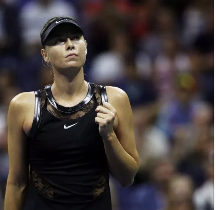DominAdamowicz's tweet photo. Maria Sharapova 🇷🇺won her first Grand Slam match in 19 months with a6-4, 4-6, 6-3 upset of 2nd seeded Simona Halep 🇷🇴 #UsOpen17 #USOpen2017 https://t.co/6Uid1CA2uq