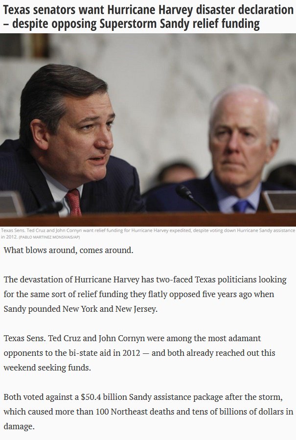 Dee_Summers's tweet image. How REPUGNANT can #GOP @SenTedCruz @JohnCornyn get? Want Harvey disaster relief after DENYING Sandy $$
RT
#maddow
nydn.us/2xCi5ta