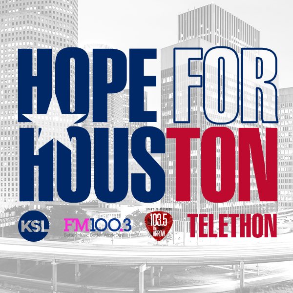 KSL will be hosting a telethon tomorrow. Please take a minute to call and donate 801-575-HOPE Hours
TV: 5 a.m. – 10:30 p.m. #HurricaneHarvy