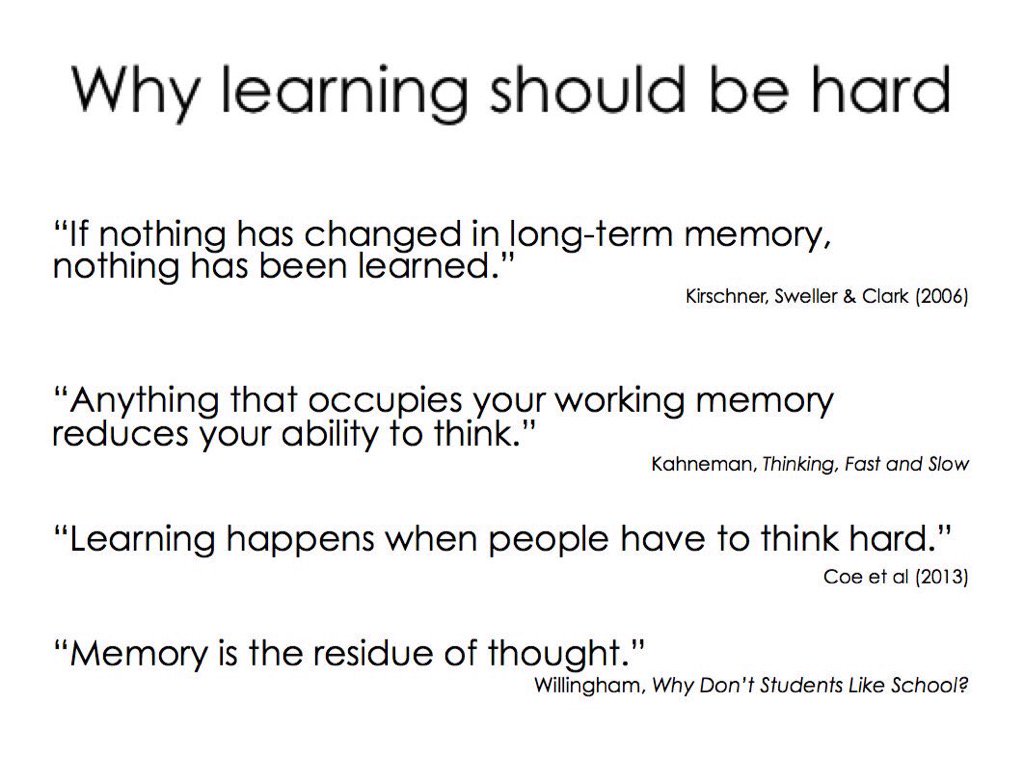 Why learning should be hard.