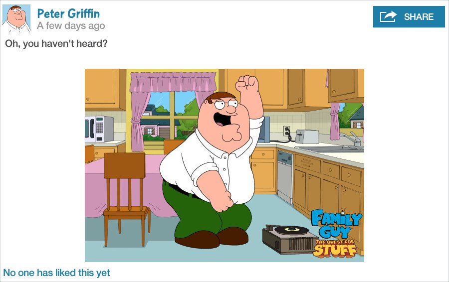 Bigmike_SW's tweet photo. Sharing this from the Family Guy: The Quest for Stuff game. https://t.co/BEESPu5iMg