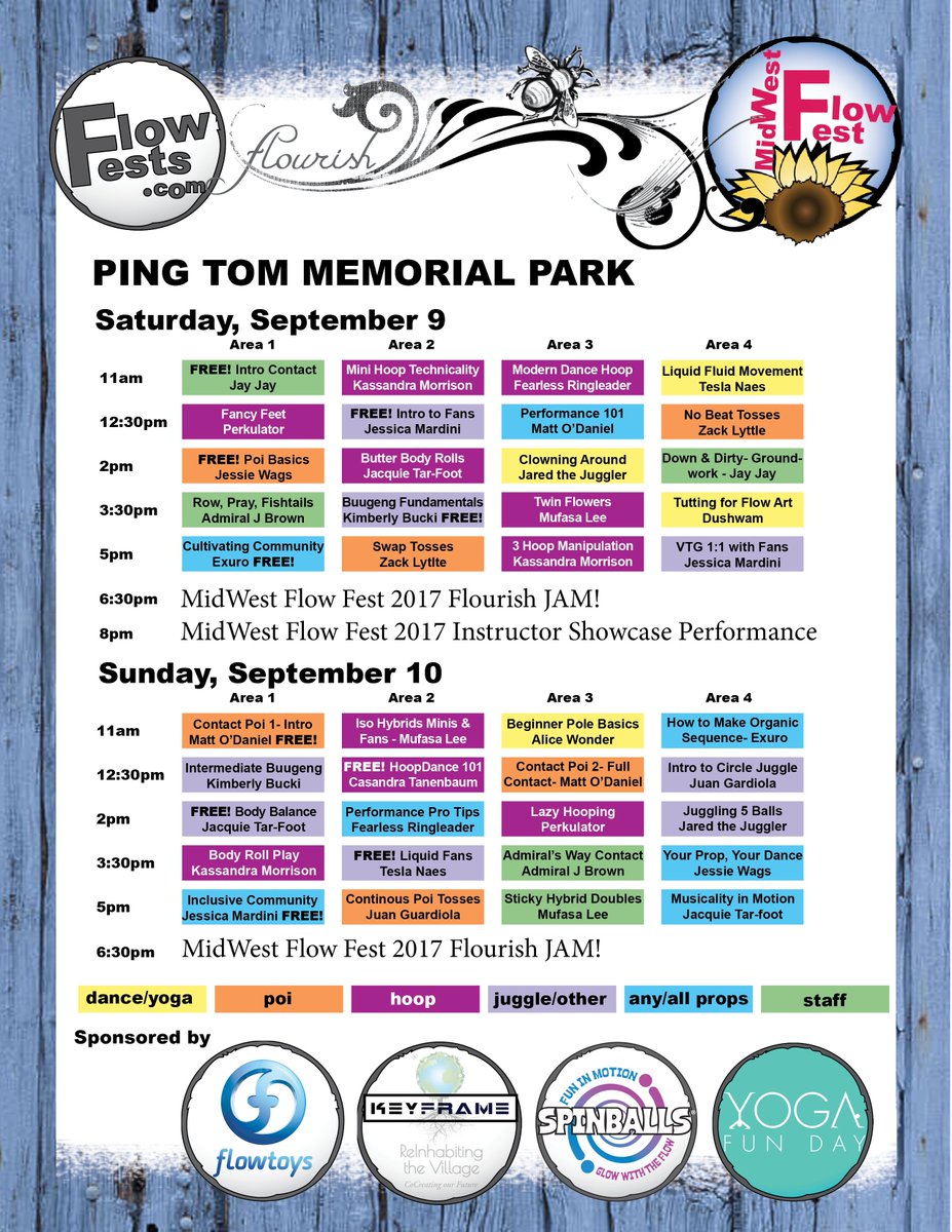 FlowFests's tweet photo. It's ALIVE! Check out the event schedule!
MidWest Flow Fest 2017 Flourish!
Sept 9-10, Chicago!
#flowfests #chicago #flourish https://t.co/1XqInsdIE1
