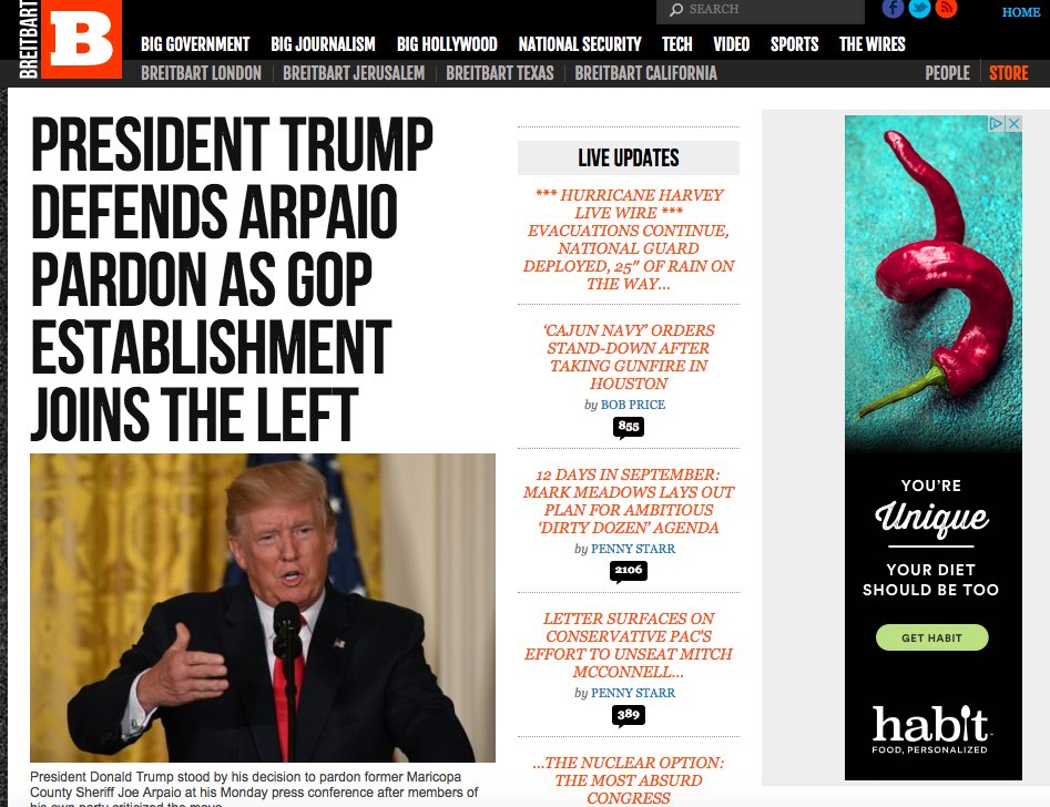 liz_a_gill's tweet photo. Hi @Habit, your ads are appearing on alt-right site Breitbart. You can block them from your ad buy. @slpng_giants can help. #DumpBreitbart https://t.co/kK8OZ9bcFP