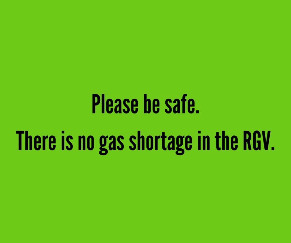 CityofMcAllen's tweet photo. Despite reports, there is NO shortage of gasoline in the Valley. Please stay safe and avoid the long lines at the pump. https://t.co/kNJ2bkyAiv