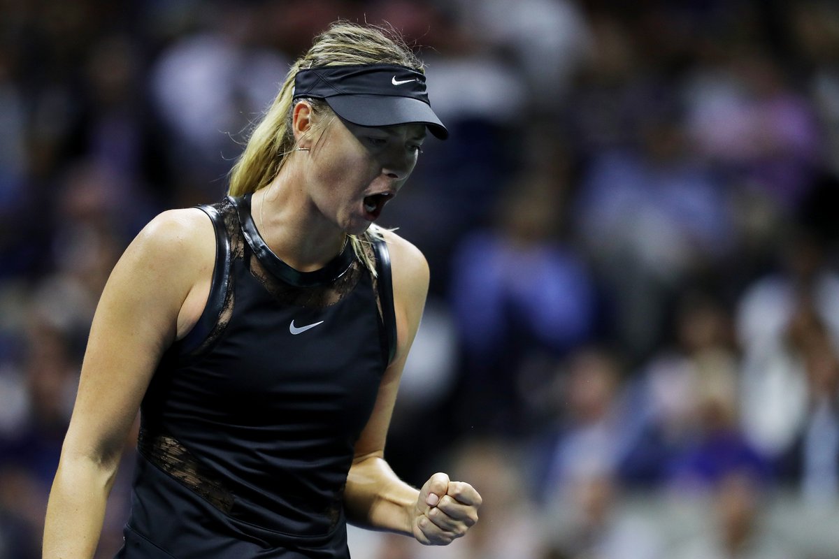 WTA's tweet photo. .@MariaSharapova knocks out World No.2 Halep 6-4, 4-6, 6-3!

Advances to #USOpen Second round--> https://t.co/sZTIZlZ2xx https://t.co/TDOAjd9DZe