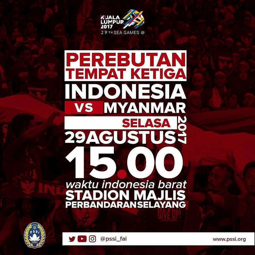 we_aremania's tweet photo. #TimnasDay! Jangan lewatkan aksi terakhir skuat Garuda Muda pada ajang SEA Games 2017 melawan Myanmar. Berapa prediksi skor versimu?
#AyoI… https://t.co/wSBSLXaa1Z