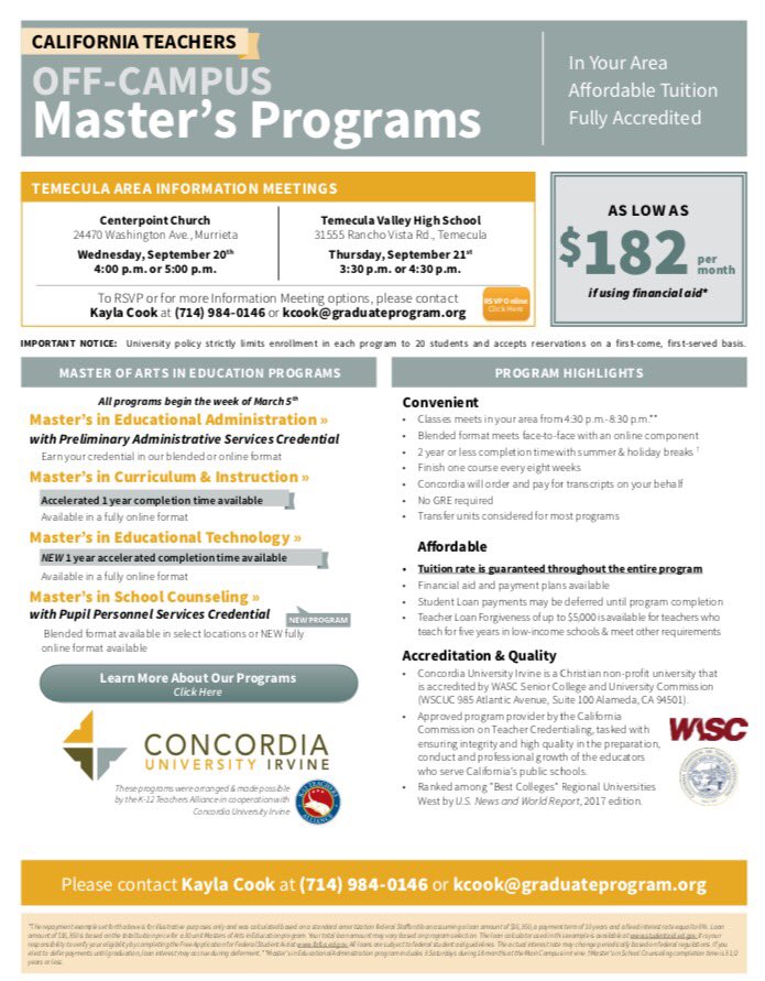 benjievusd's tweet photo. Looking for an outstanding Master's Degree program? Check out @ConcordiaIrvine. It is doable, affordable, convenient, &amp; accredited! #cuigrad https://t.co/jIKpHm40Ag