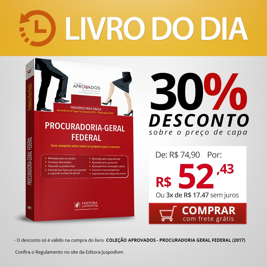 Só hoje. Coleção Aprovados - Procuradoria-Geral Federal com desconto. Aproveitem!