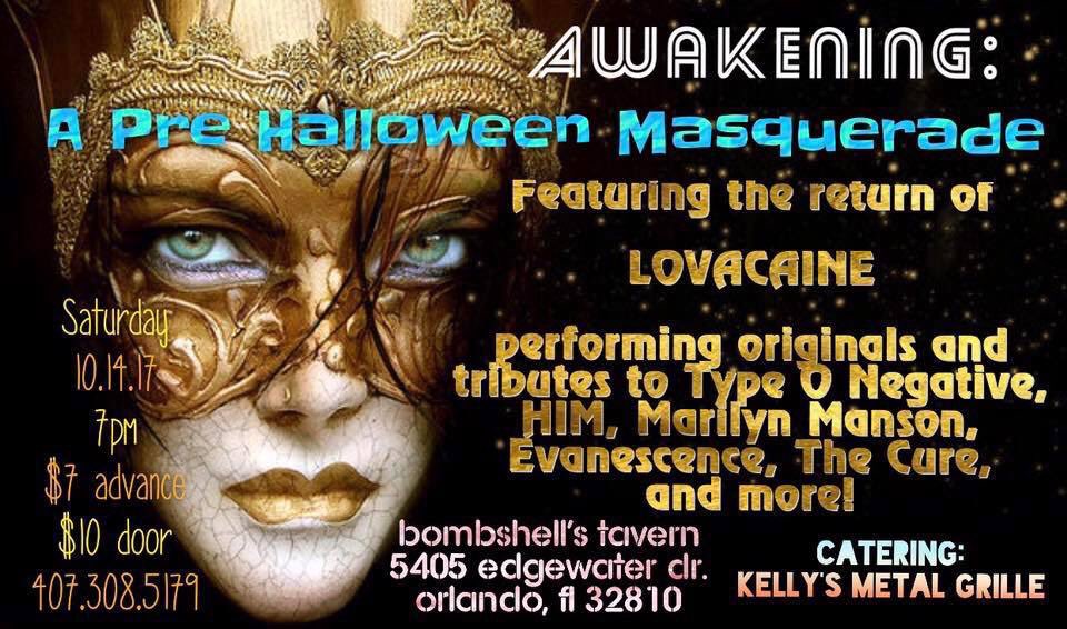 johnnnyLmagnus's tweet photo. #Lovacaine #Awakening #Masquerade #RocknGoth #Lovacaine #KellysMetalGrille #BombshellsTavern #OrlandoFloridaUSA https://t.co/eZnEW5e8bU https://t.co/qzESWLZxNg