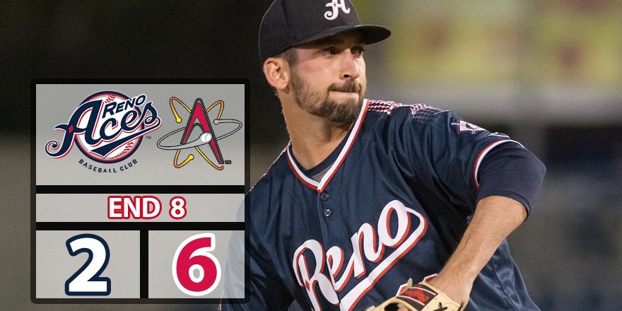 Aces's tweet photo. Isotopes add on one more run in Bot 8 on four hits.
Time for #RallySnake as the Aces have three outs to work with. https://t.co/vk6ryrfprM