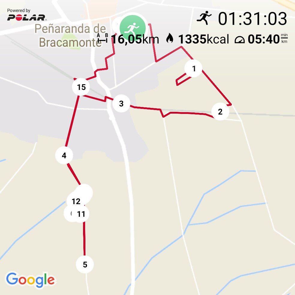 JLBracamonte's tweet photo. #PolarM400 Interval Training: 6 Km a R1+2x8x500+2Km a R1. Total, 16 Km. Sin forzar, pero cansado. #maratonlisboa más cerca https://t.co/tgIsHAFQt0