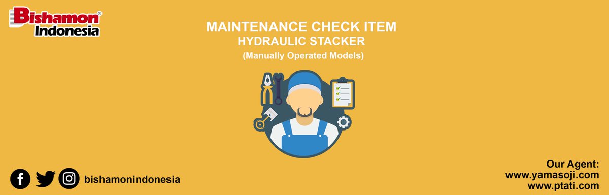 BishamonIndo's tweet photo. Maintenance check item berguna untuk mencegah terjadinya kerusakan pada unit, terutama pada Hydraulic Stackers.  
https://t.co/azeQLt0pmj https://t.co/vMqLytwYqP