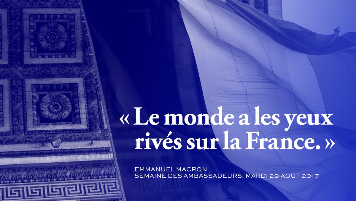 EmmanuelMacron's tweet photo. J'ai choisi la voie d'une France répondant aux défis du monde actuel et faisant entendre clairement son point de vue. https://t.co/qtKvh2df9m