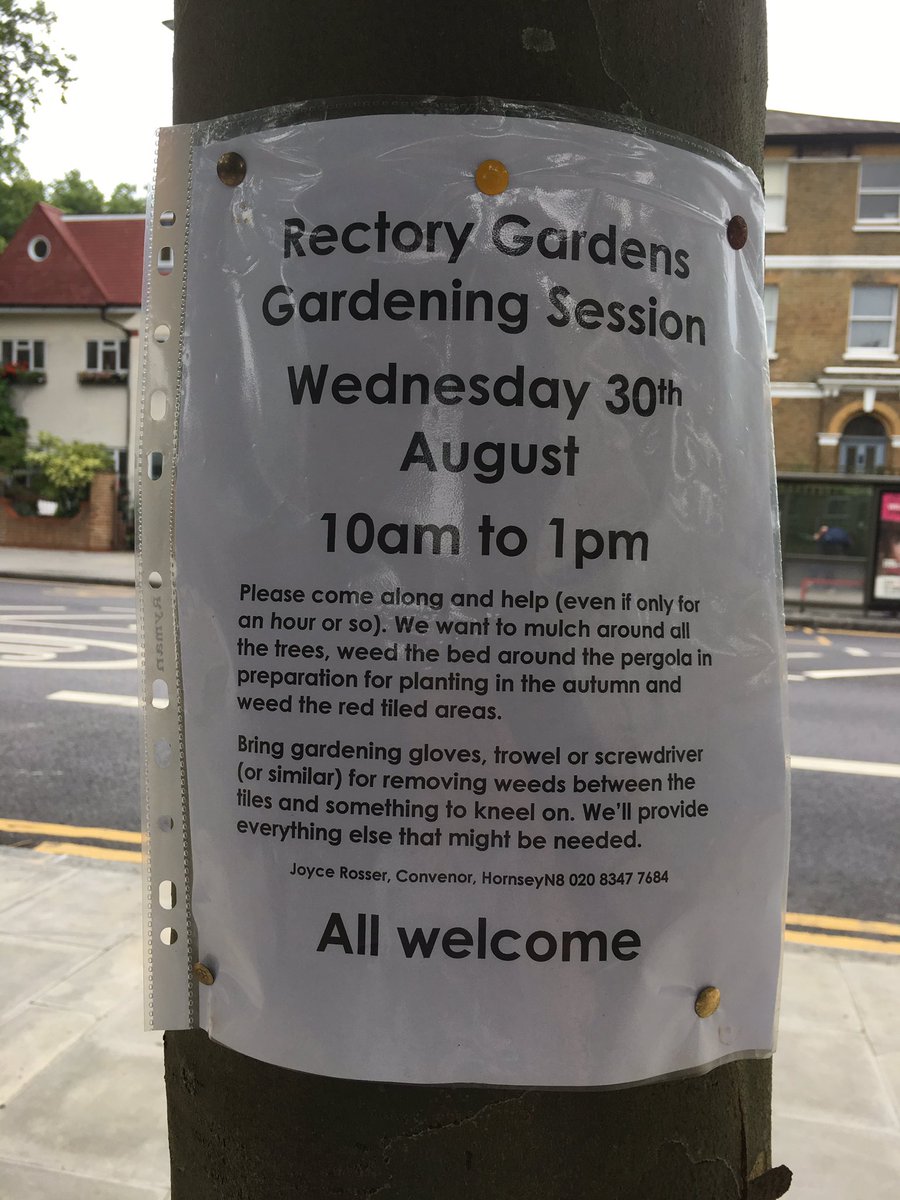 Hornsey residents - if you have a spare hour tomorrow morning head down to Rectory Gardens for some community gardening 🌿🍃🍂