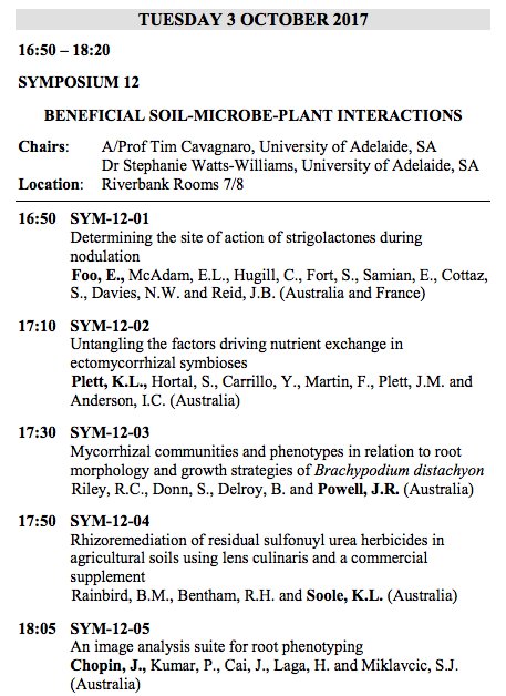 myco_research's tweet image. Full programme is up for #ComBio 2017 in Adelaide. Excited to be chairing the session on soil-microbe-plant interactions with @IDigSoil.