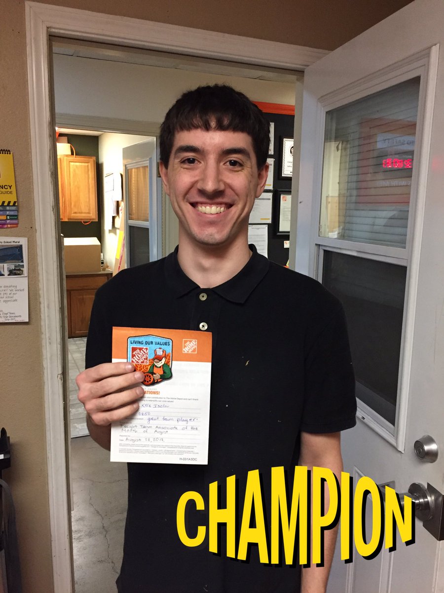 YourSafetyIs1st's tweet photo. Kyle Isola D38 Associate of the Month, keep the good work @steveknott020 @rossiroad @DanielleDolina @WillHomeDepot @CozyJerry https://t.co/CSpwhYMTyz