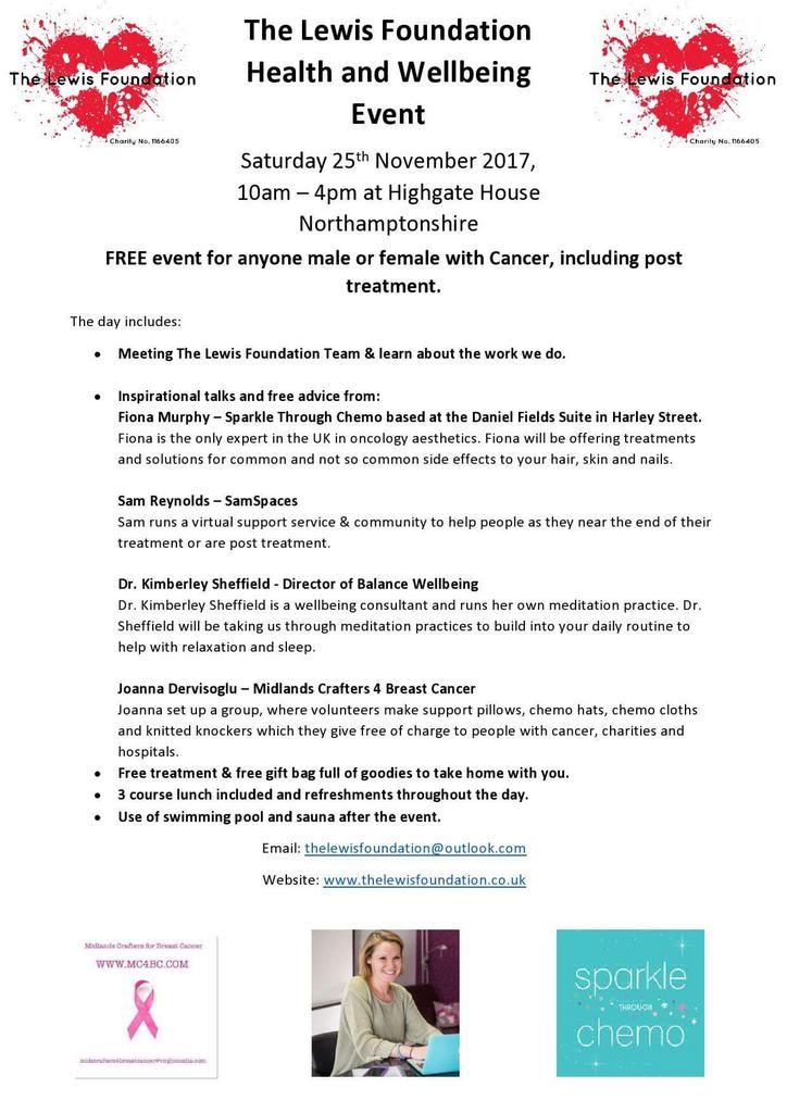 uk_tlf's tweet photo. Only 5 spaces left for our Free Health &amp; Wellbeing Event on 25.11.17 for people with #cancer &amp; post treatment. https://t.co/oy4J1KGa6P