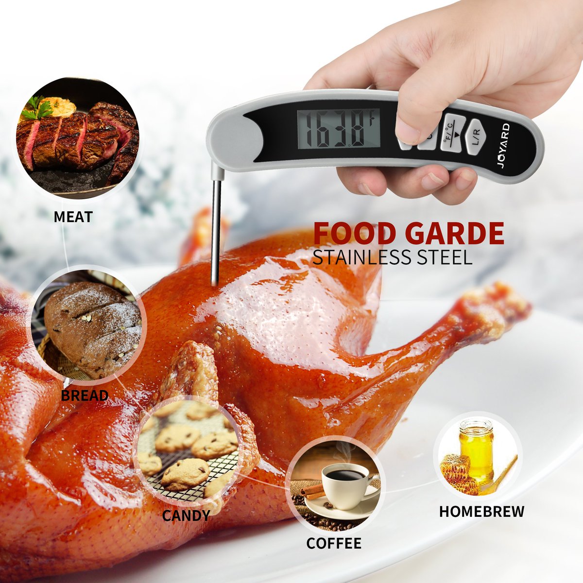 Techbee2019's tweet image. amazon.com/Digital-Thermo…
Joyard Digital Thermometer Instant Read Food Cooking Thermometer Grill BBQ Candy Thermometer