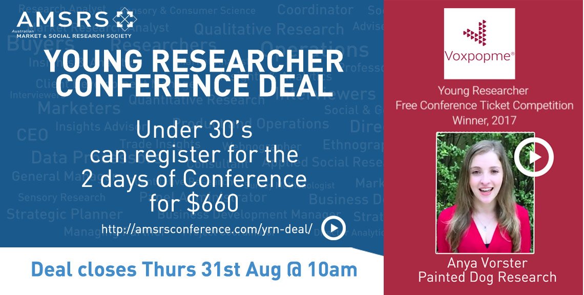 Flash YRN Conference deal closes soon! Voxpopme YRN competition winner Anya Vorster shares what she is excited about bit.ly/2vFmhah