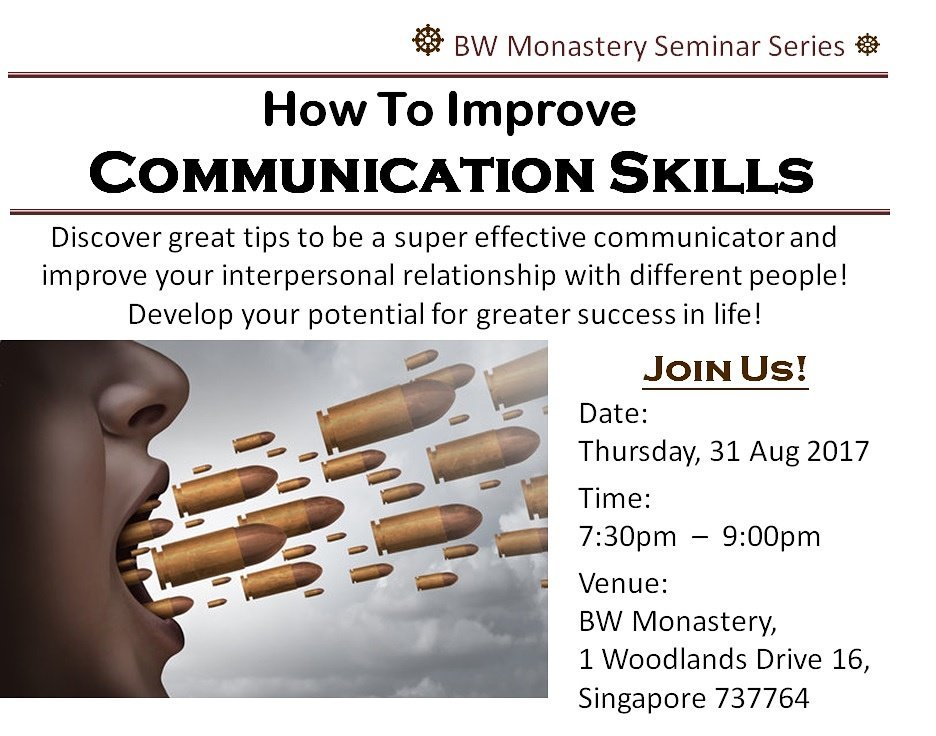 DDharmaDosage's tweet photo. Don't Miss It!
《How to improve communication skills》
Speaker: Hazel Tan
31/8/2017, 7.30pm - 9pm
#bwmonastery #Buddhism #dharma #lamrim https://t.co/oMn2KSplLB