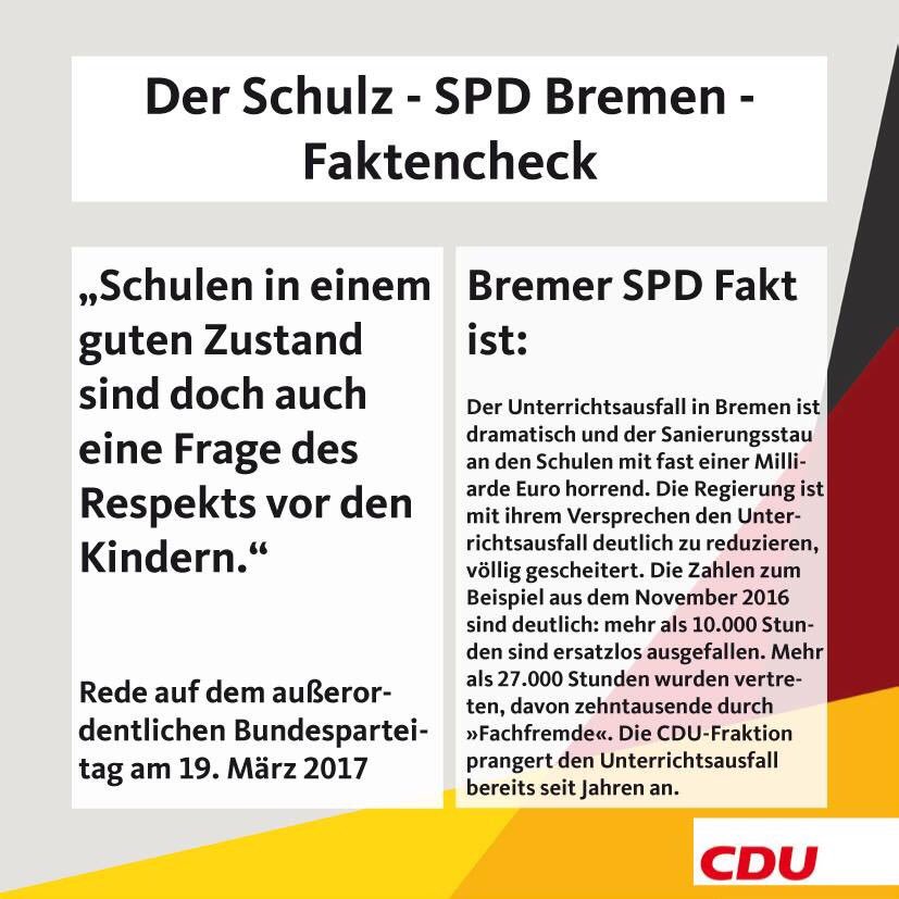 claasrohmeyer's tweet photo. Hat Herrn #Schulz eigentlich niemand gesagt, dass in #Bremen seit 70 Jahren die #SPD im Bildungsressort verantwortlich ist? #SchulzDefekt https://t.co/4nCqu47hac